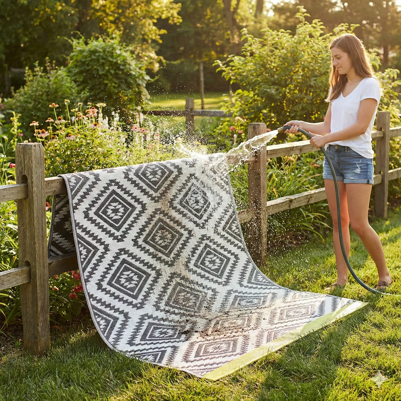 Valencia - Gray Outdoor Rug for Patio FINAL SALE by Fab Habitat
