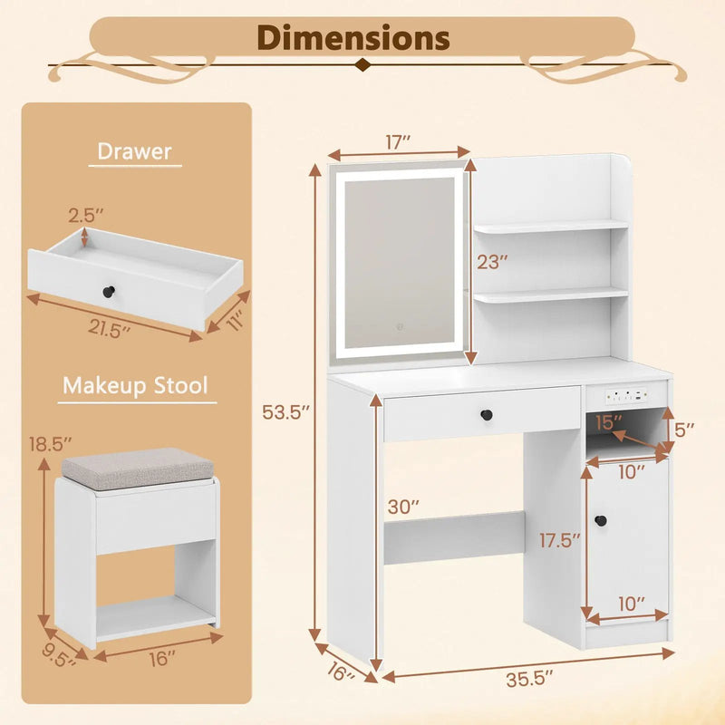 Vanity Desk with Mirror and Lights by DirectDeals