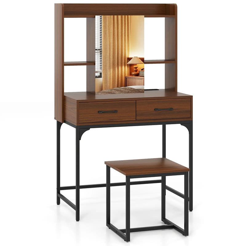 Vanity Desk with Storage Drawers and Charging Station by DirectDeals