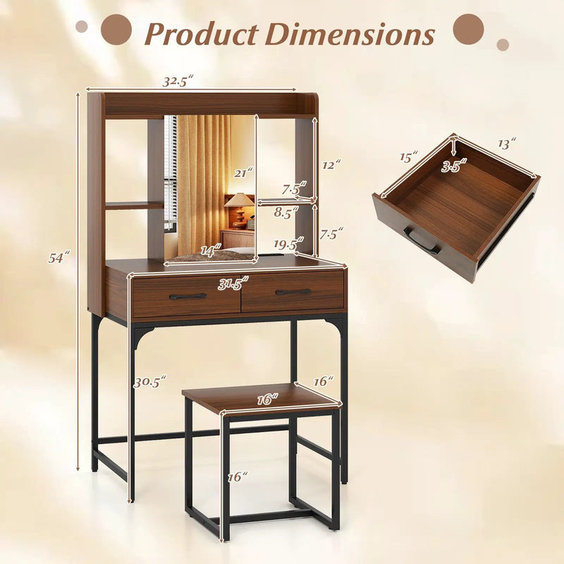 Vanity Desk with Storage Drawers and Charging Station by DirectDeals
