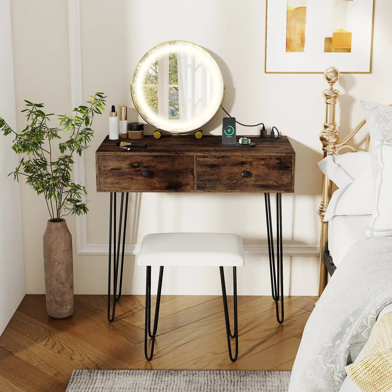 Vanity Desk with with Lighted Adjustable Mirror for Bedroom by DirectDeals