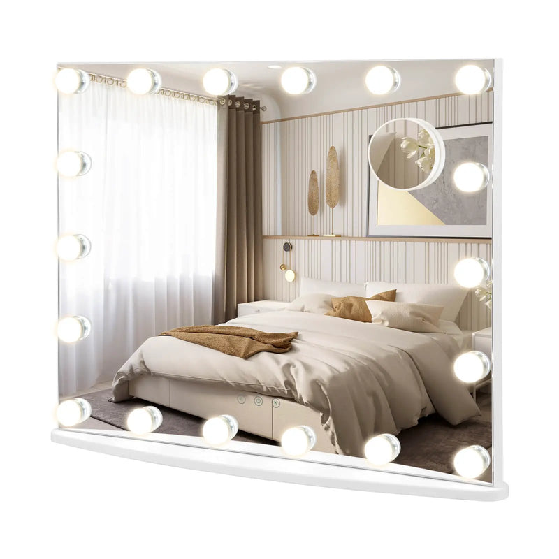 Vanity Mirror with 18 Dimmable LED Bulbs and 3 Color Lighting Modes-White by DirectDeals