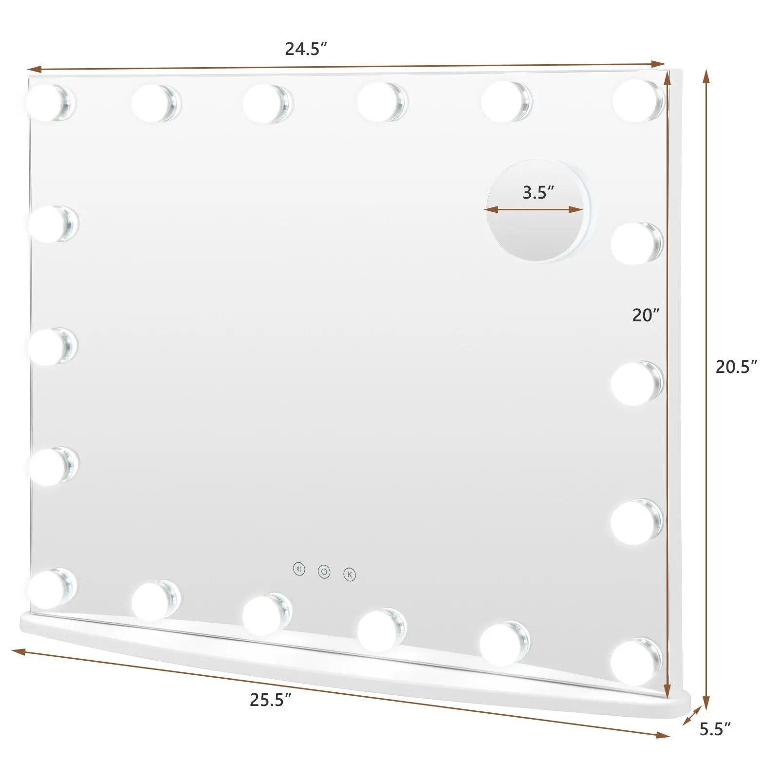 Vanity Mirror with 18 Dimmable LED Bulbs and 3 Color Lighting Modes-White by DirectDeals