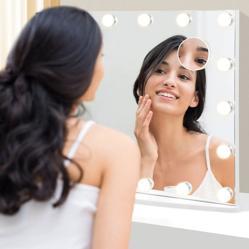 Vanity Mirror with 18 Dimmable LED Bulbs and 3 Color Lighting Modes-White by DirectDeals