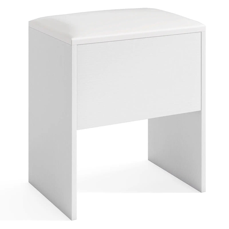 Vanity Stool Flip Top Storage Stool with Soft Padded Seat-White by DirectDeals