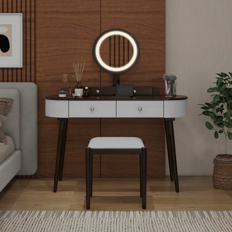 Makeup Vanity Table Set with LED Mirror and 3 Spacious Drawers by DirectDeals