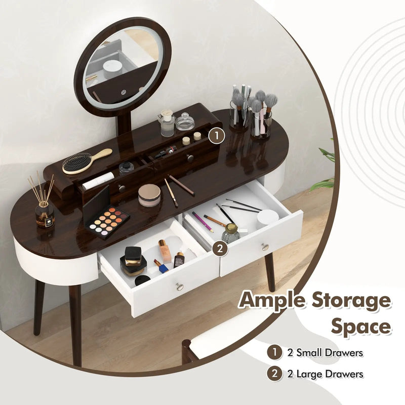Makeup Vanity Table with LED Mirror and 3 Drawers by DirectDeals