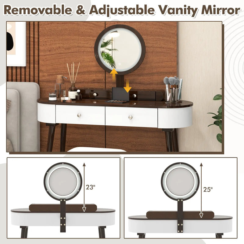 Makeup Vanity Table with LED Mirror and 3 Drawers by DirectDeals
