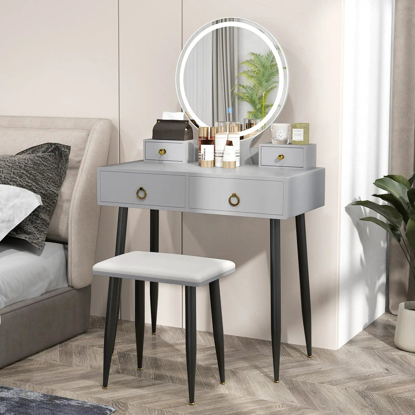 Vanity Table Set with Mirror by DirectDeals