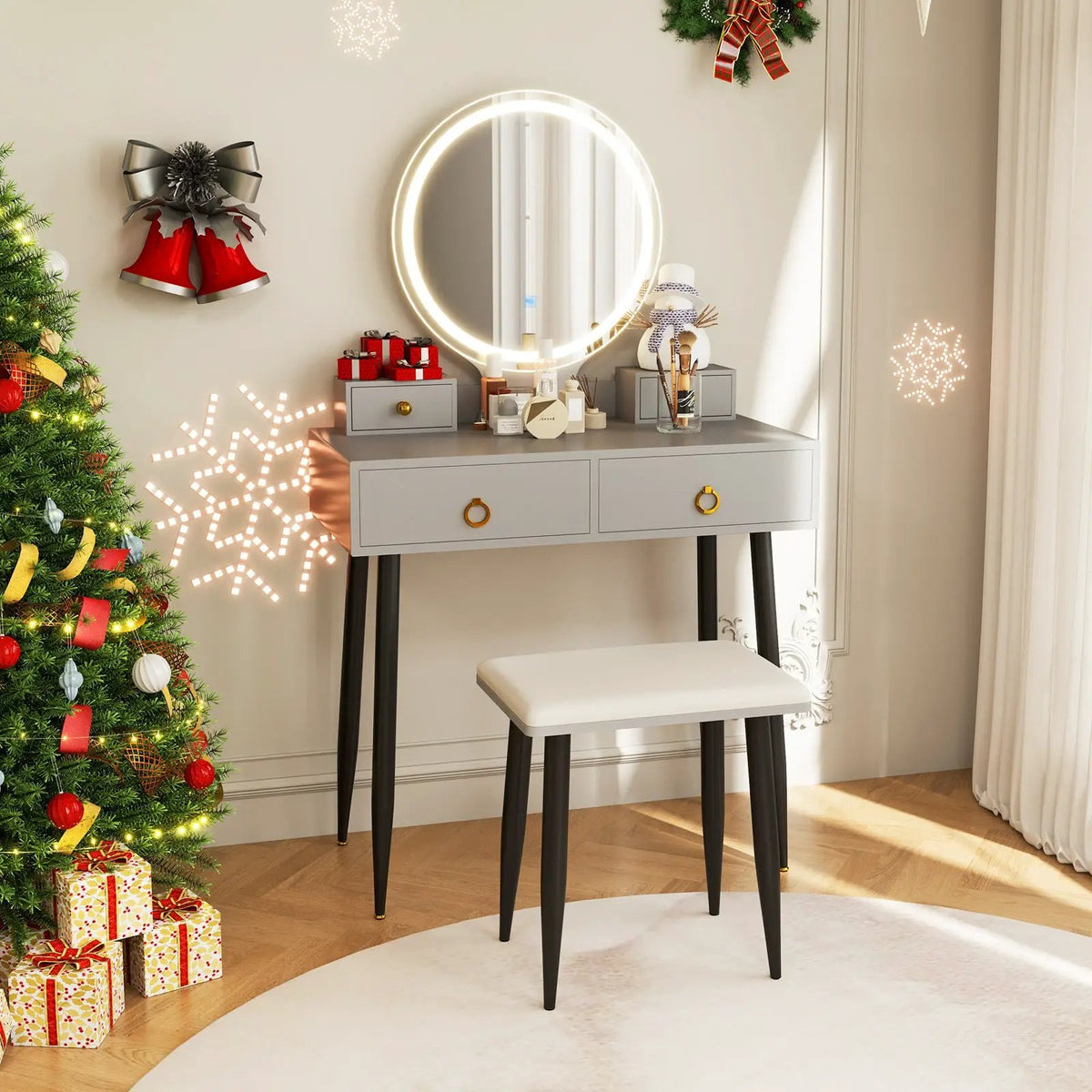 Vanity Table Set with Mirror by DirectDeals
