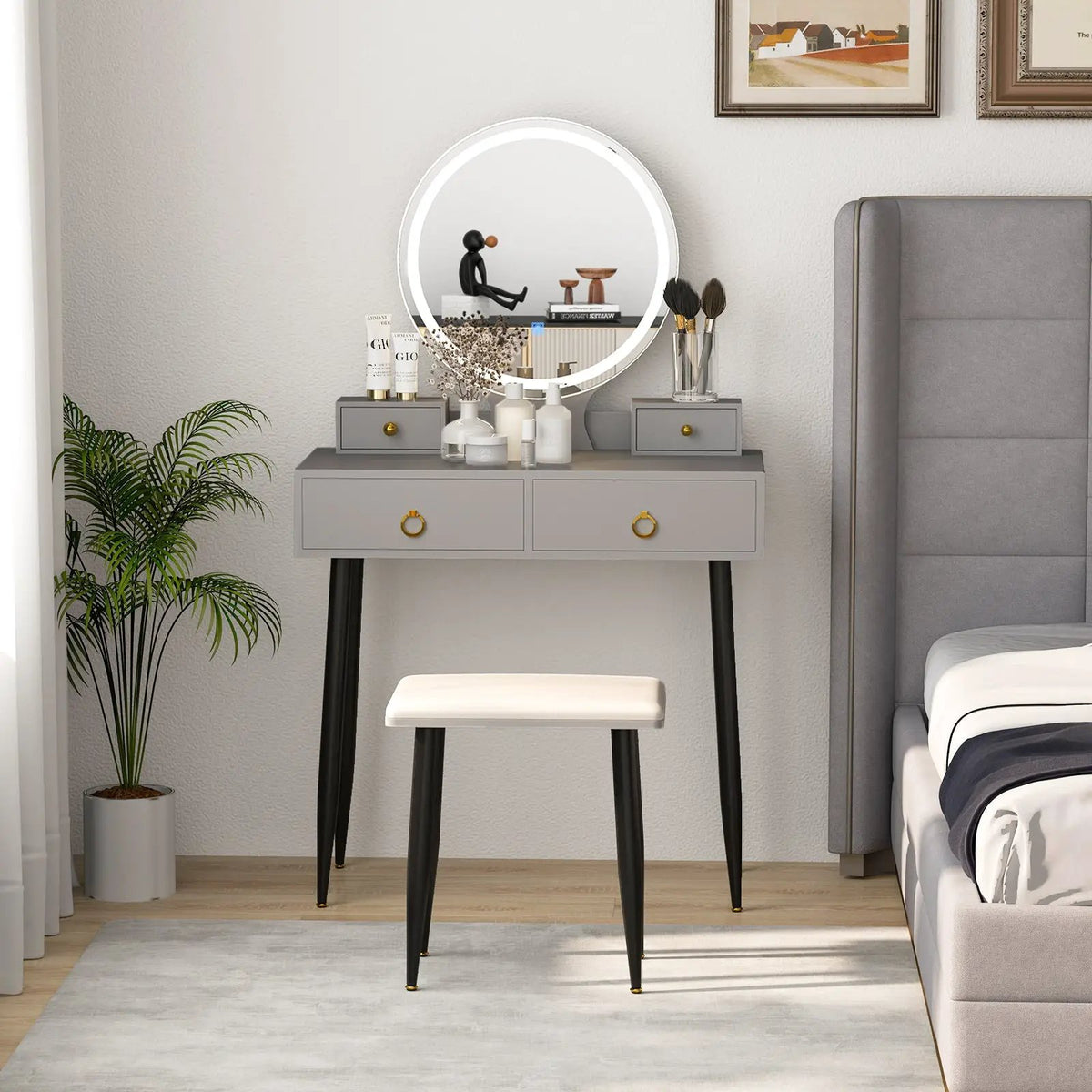 Vanity Table Set with Mirror by DirectDeals