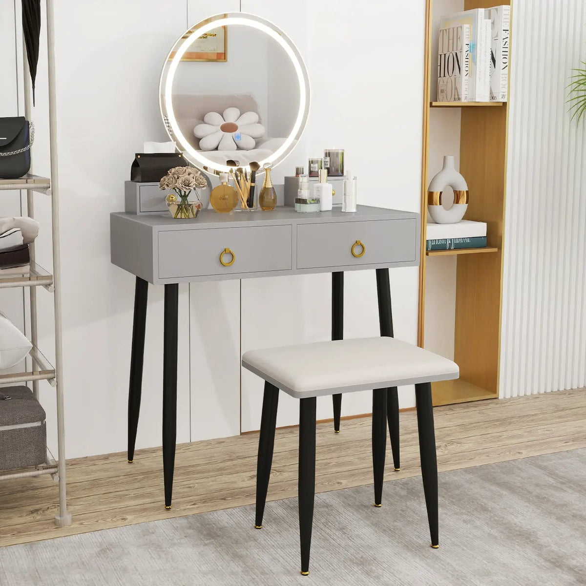 Vanity Table Set with Mirror by DirectDeals