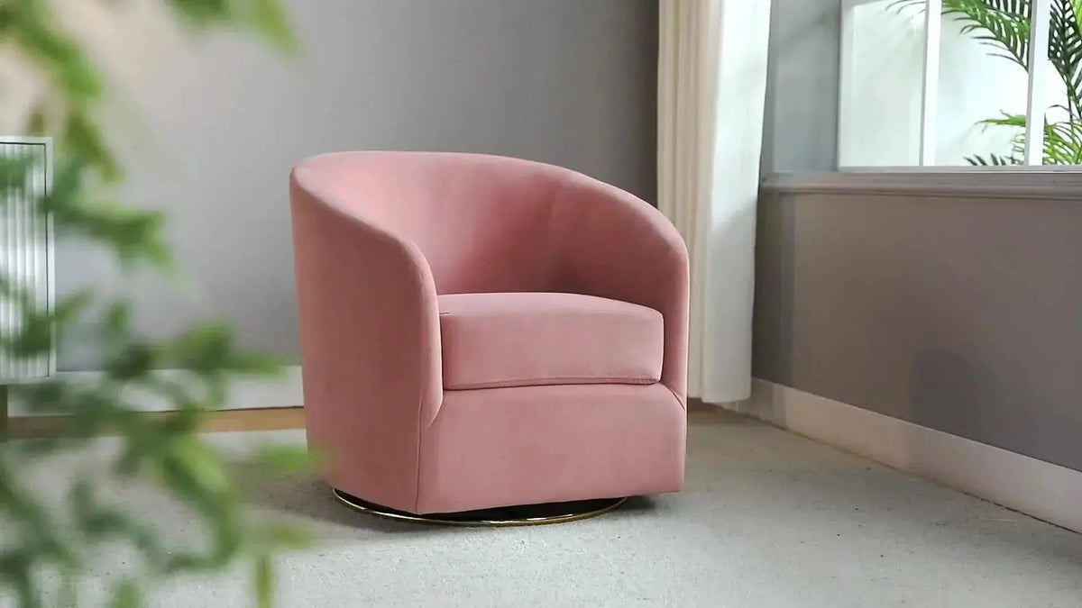 Velvet Swivel Accent Chair with Golden Metal Base, photo 11 of 25