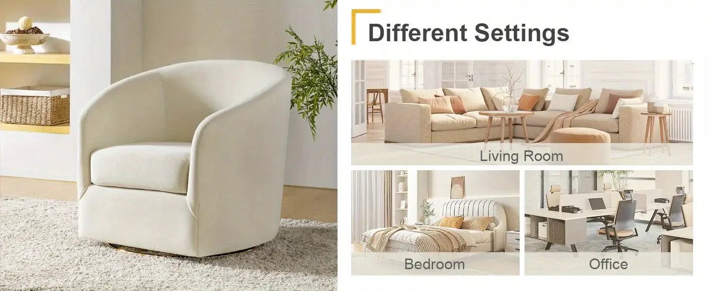 Velvet Swivel Accent Chair with Golden Metal Base by House Of Avana