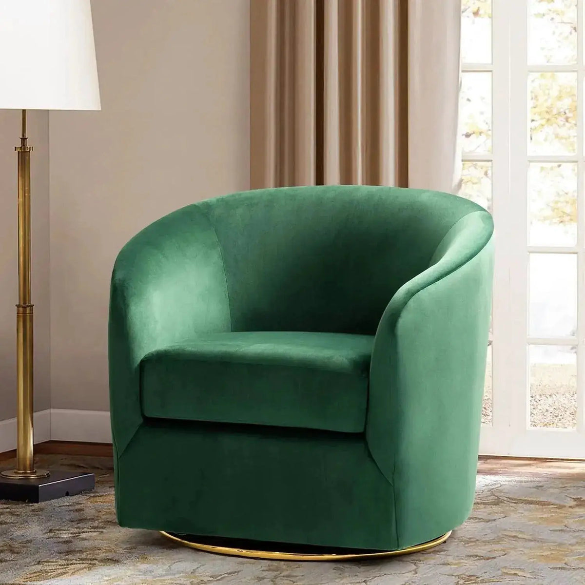 Velvet Swivel Accent Chair with Golden Metal Base, photo 23 of 25
