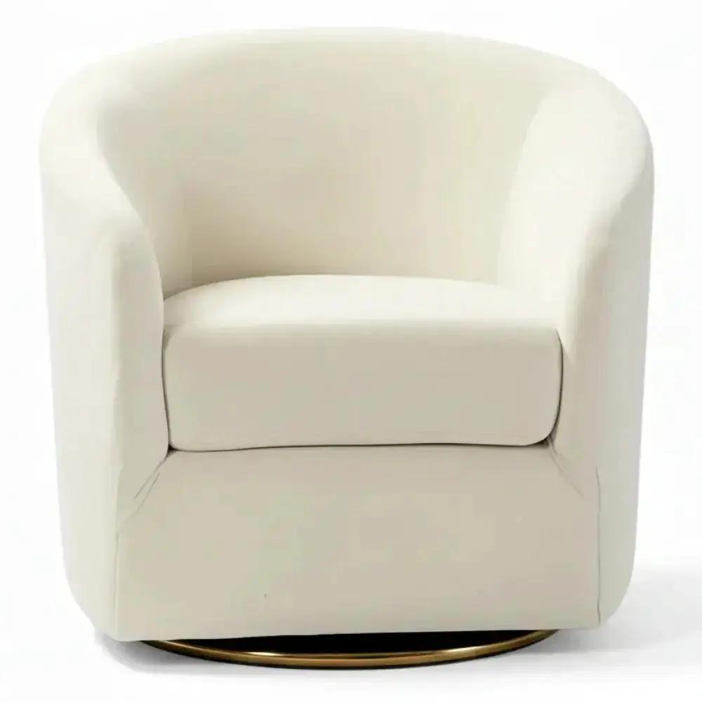 Velvet Swivel Accent Chair with Golden Metal Base, photo 25 of 25