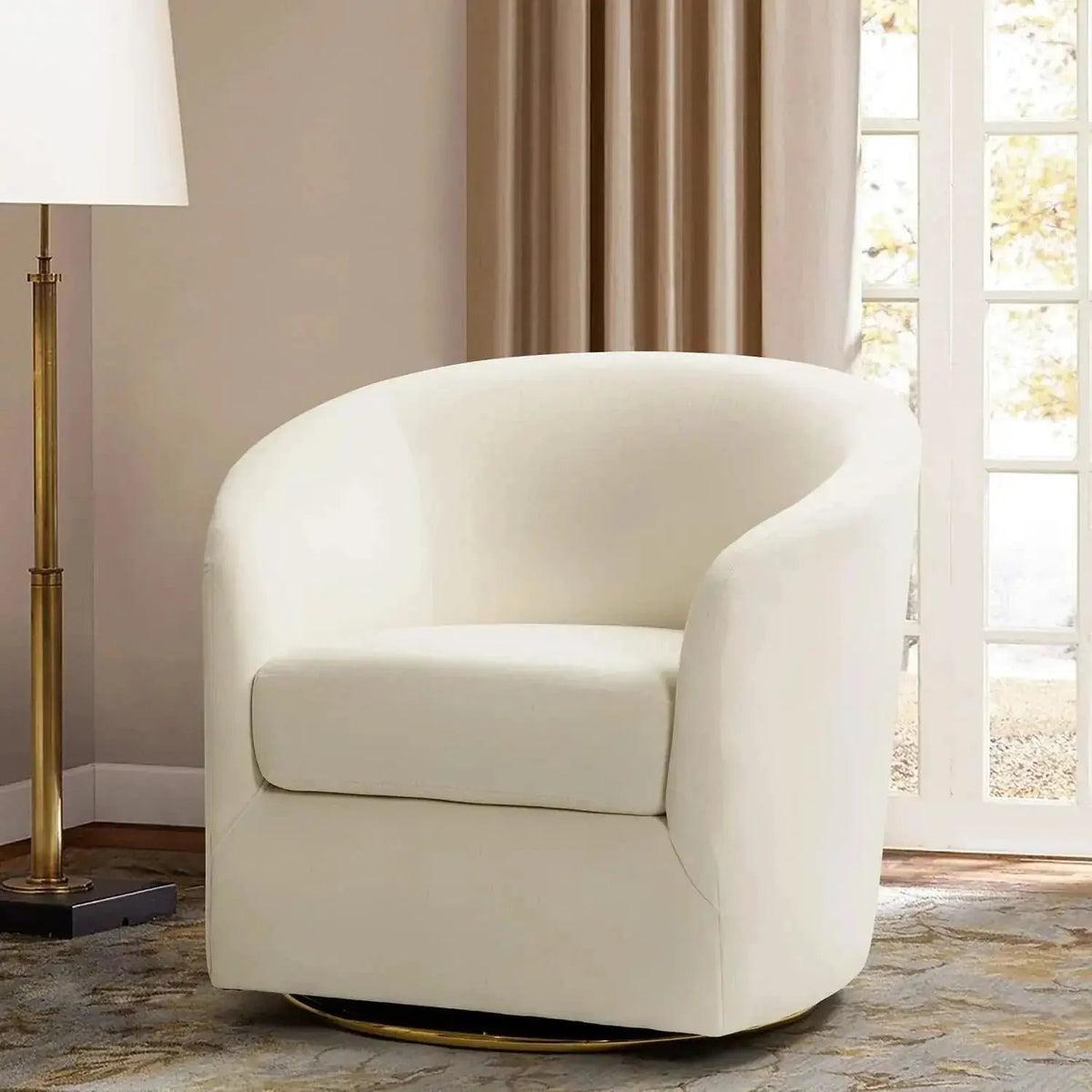 Velvet Swivel Accent Chair with Golden Metal Base, photo 6 of 25