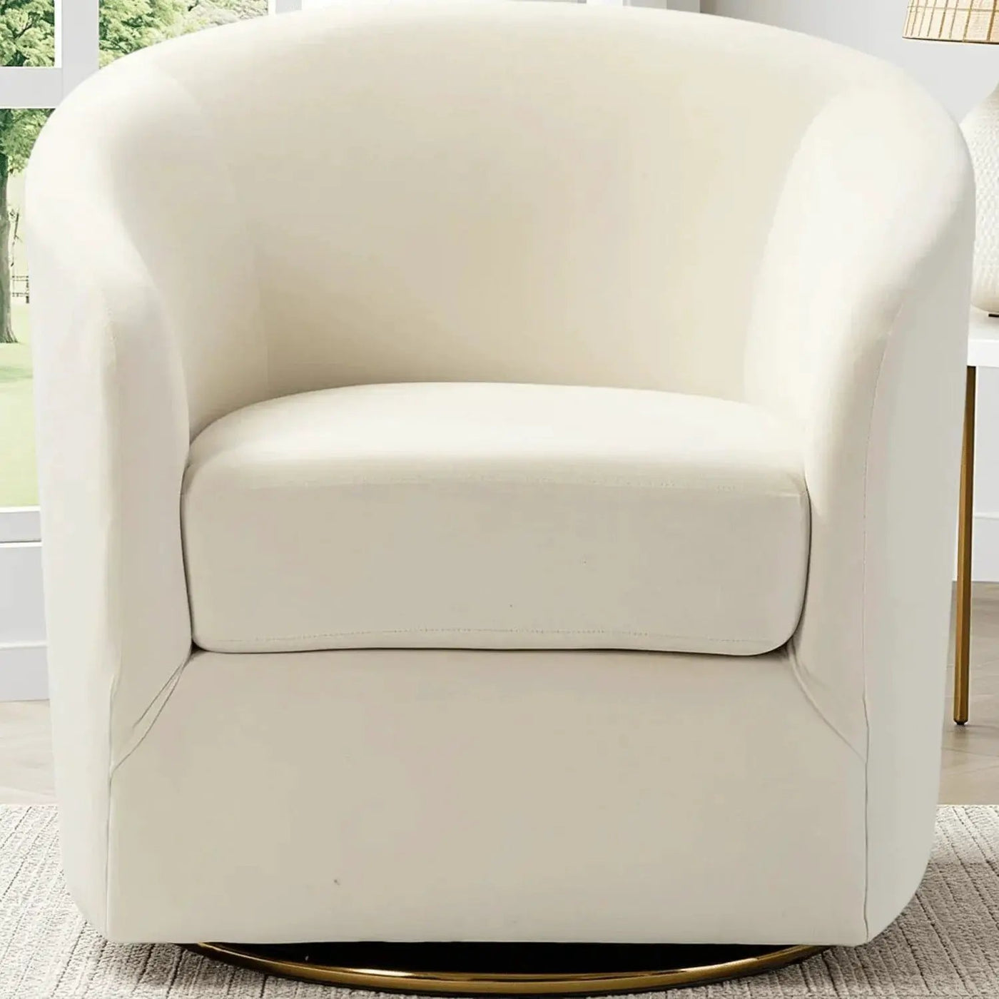 Velvet Swivel Accent Chair with Golden Metal Base by House Of Avana