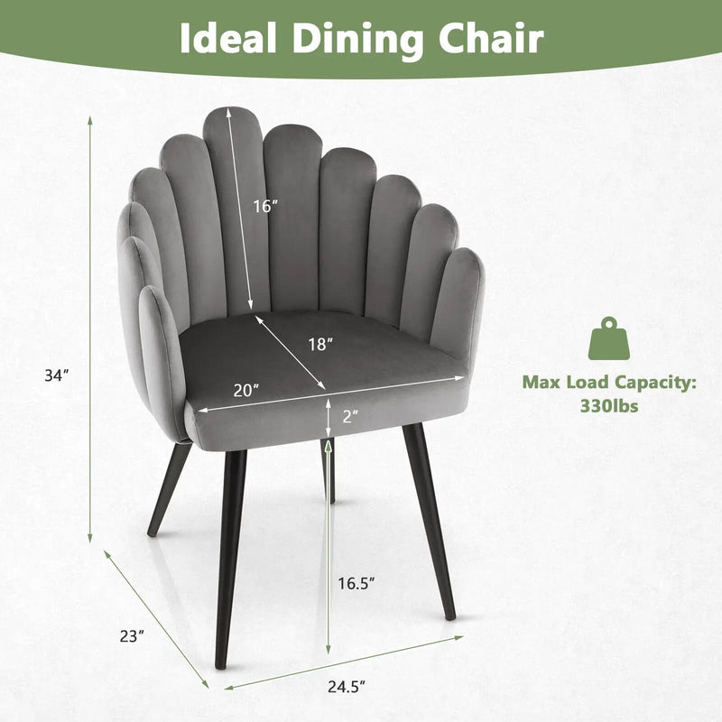 Modern Velvet Dining Chair with Metal Base and Petal Backrest by DirectDeals
