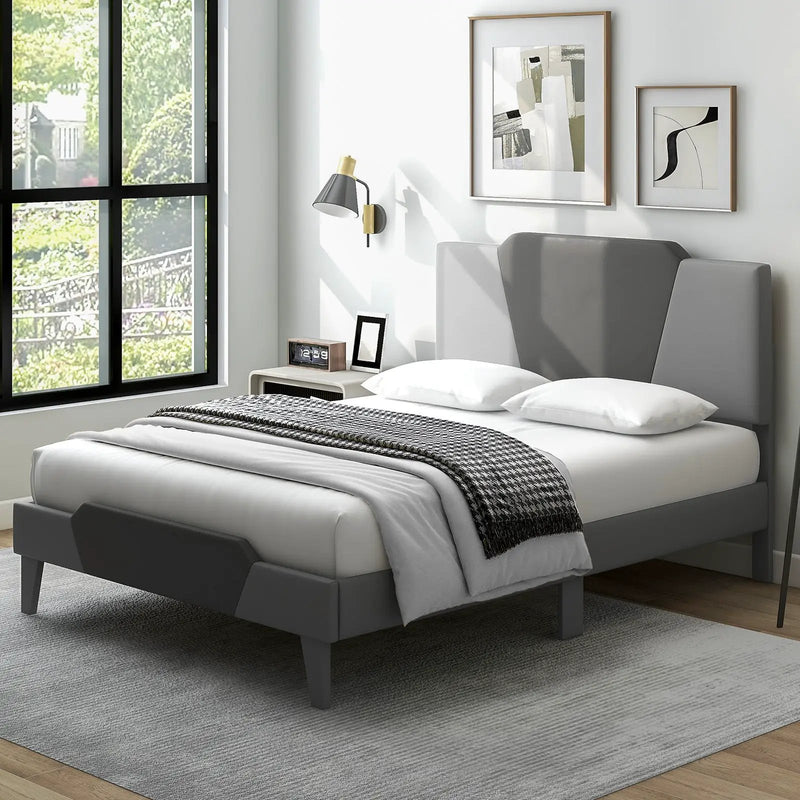 Full/Queen/Twin Velvet Upholstered Bed Frame with High Headboard by DirectDeals