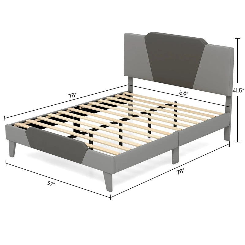 Full/Queen/Twin Velvet Upholstered Bed Frame with High Headboard by DirectDeals