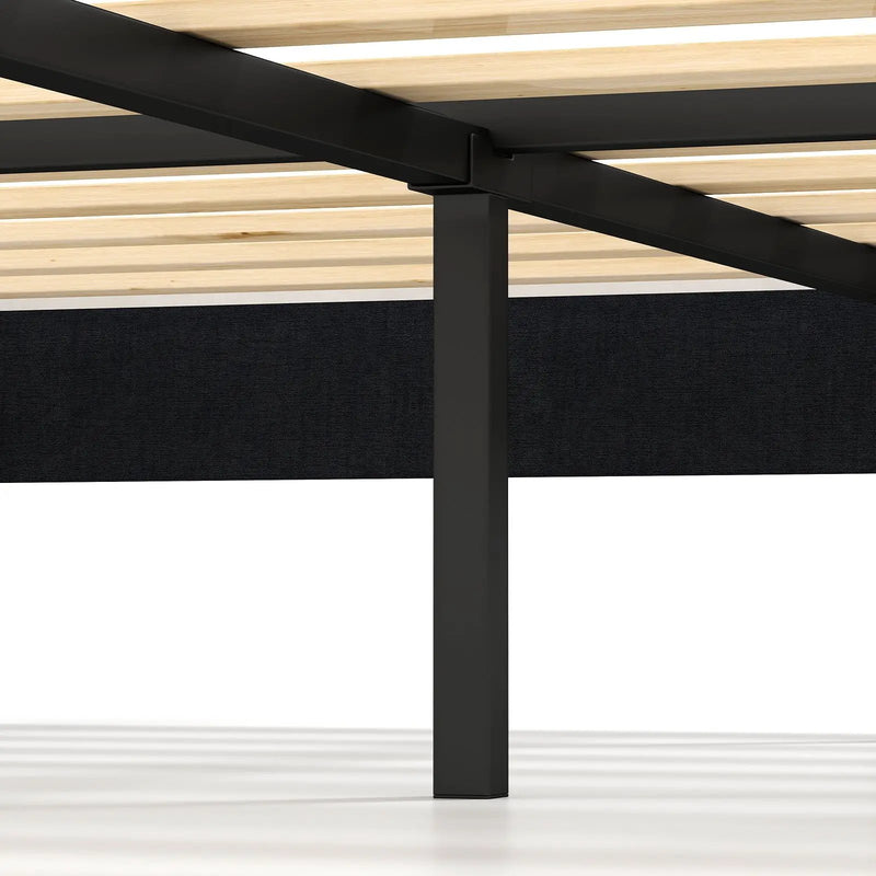 Velvet Upholstered Platform Bed with Height Adjustable Vertical Channel Headboard by DirectDeals