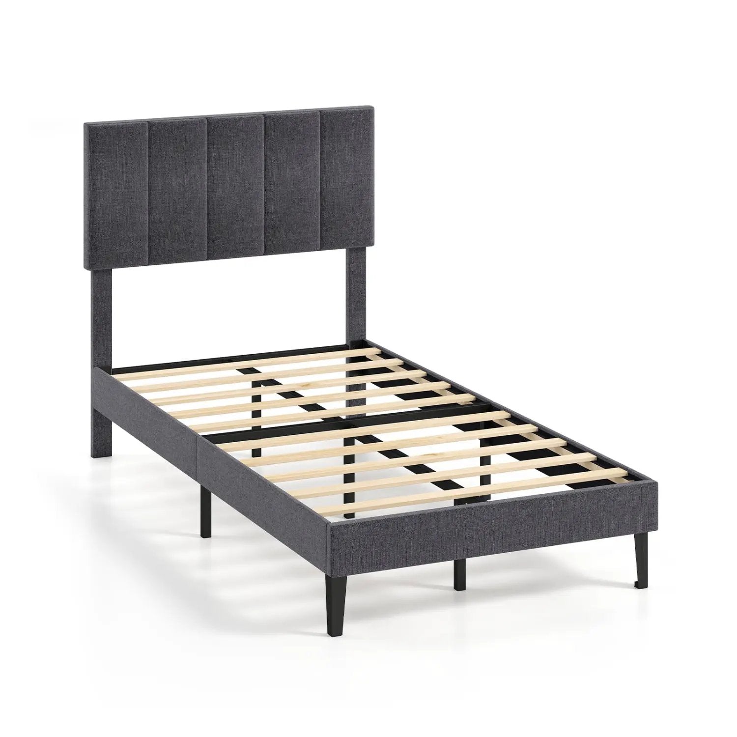 Upholstered Platform Bed with Adjustable Headboard - Twin Size by DirectDeals