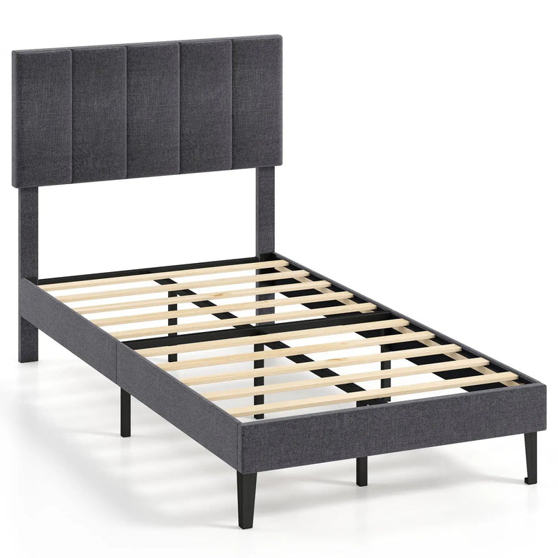 Upholstered Platform Bed with Adjustable Headboard - Twin Size by DirectDeals