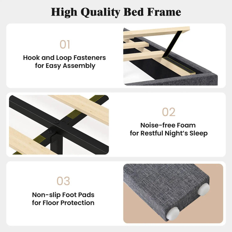 Upholstered Platform Bed with Adjustable Headboard - Twin Size by DirectDeals