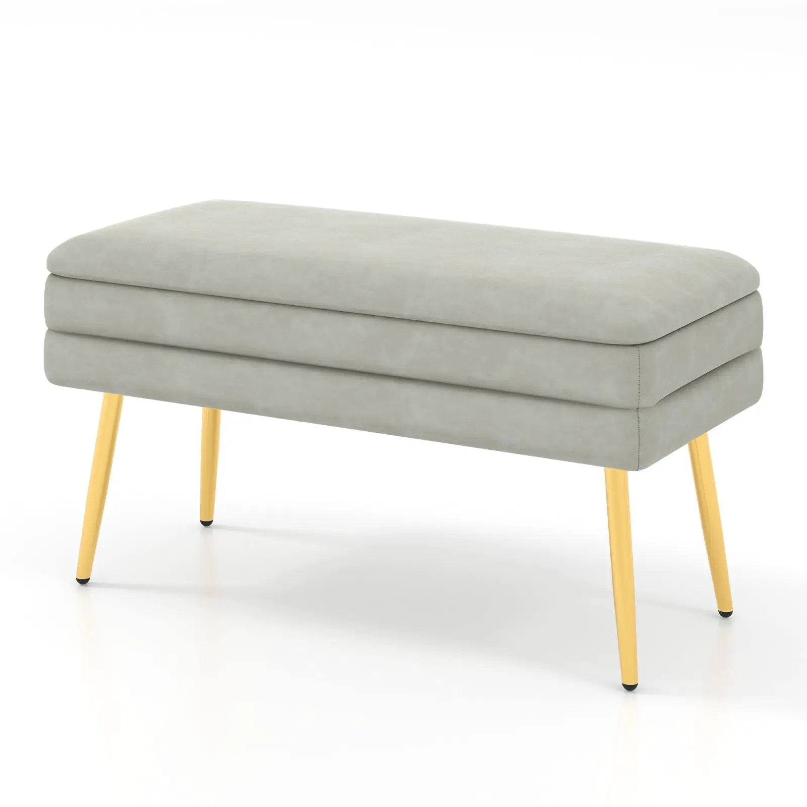Velvet Upholstered Storage Bench with Removable Top-Grey by DirectDeals