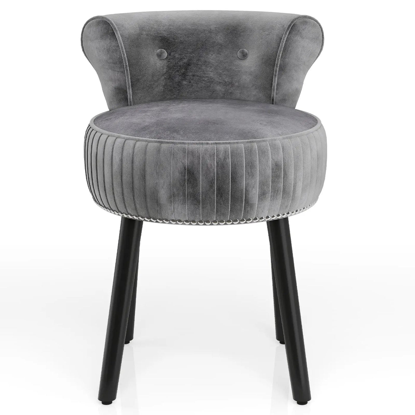 Velvet Vanity Chair with Back Upholstered Vanity Stool with Tufted Low Back and Solid Wood Legs by DirectDeals