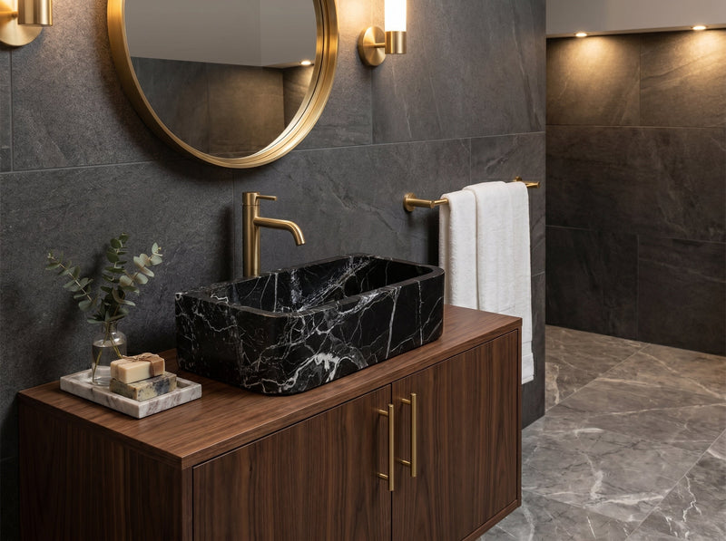 Verde Antico Marble Rectangular Wall-Mount Bathroom Sink 25x13