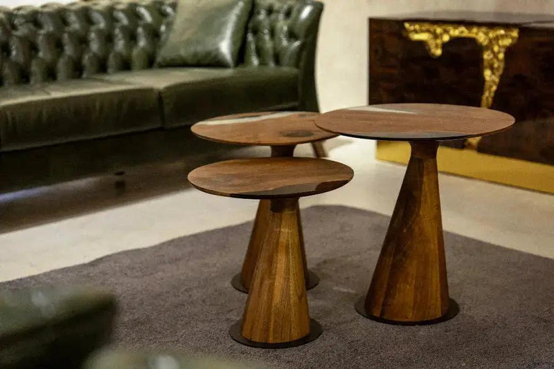 Mushroom Side & End table Made of Walnut and Epoxy Resin by Gizz