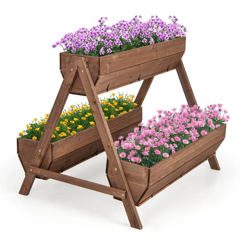 Vertical Raised Garden bed with 3 Wooden Planter Boxes by DirectDeals