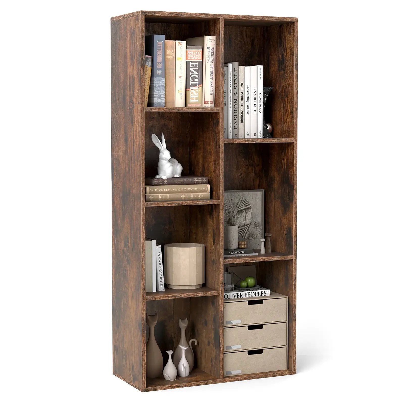 Vertical or Horizontal Freestanding Bookshelf with 7 Compartments by DirectDeals