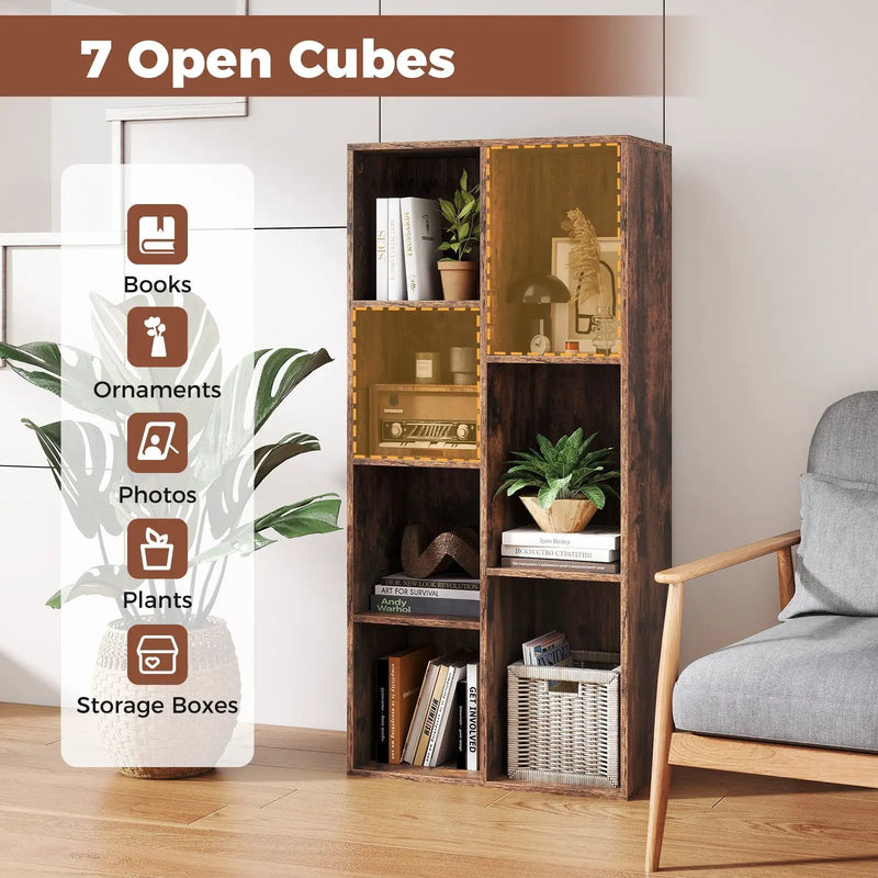 Vertical or Horizontal Freestanding Bookshelf with 7 Compartments by DirectDeals