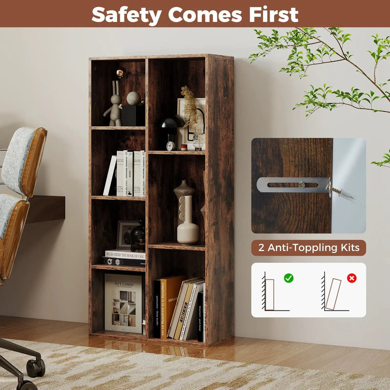 Vertical or Horizontal Freestanding Bookshelf with 7 Compartments by DirectDeals