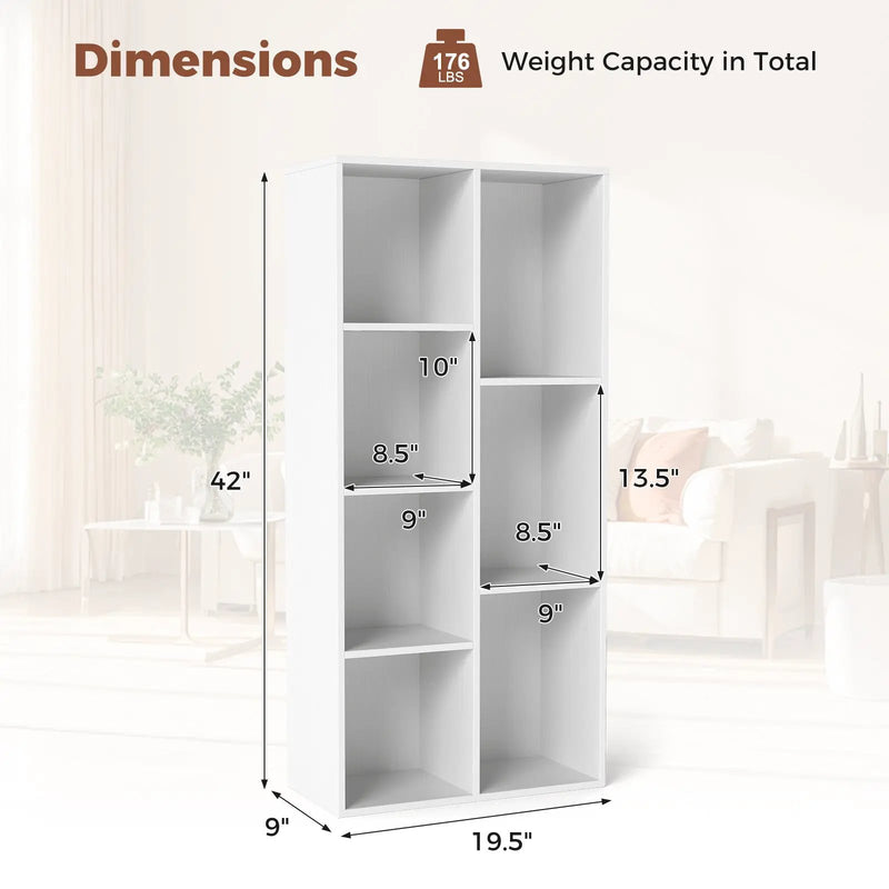 Vertical or Horizontal Freestanding Bookshelf with 7 Compartments by DirectDeals