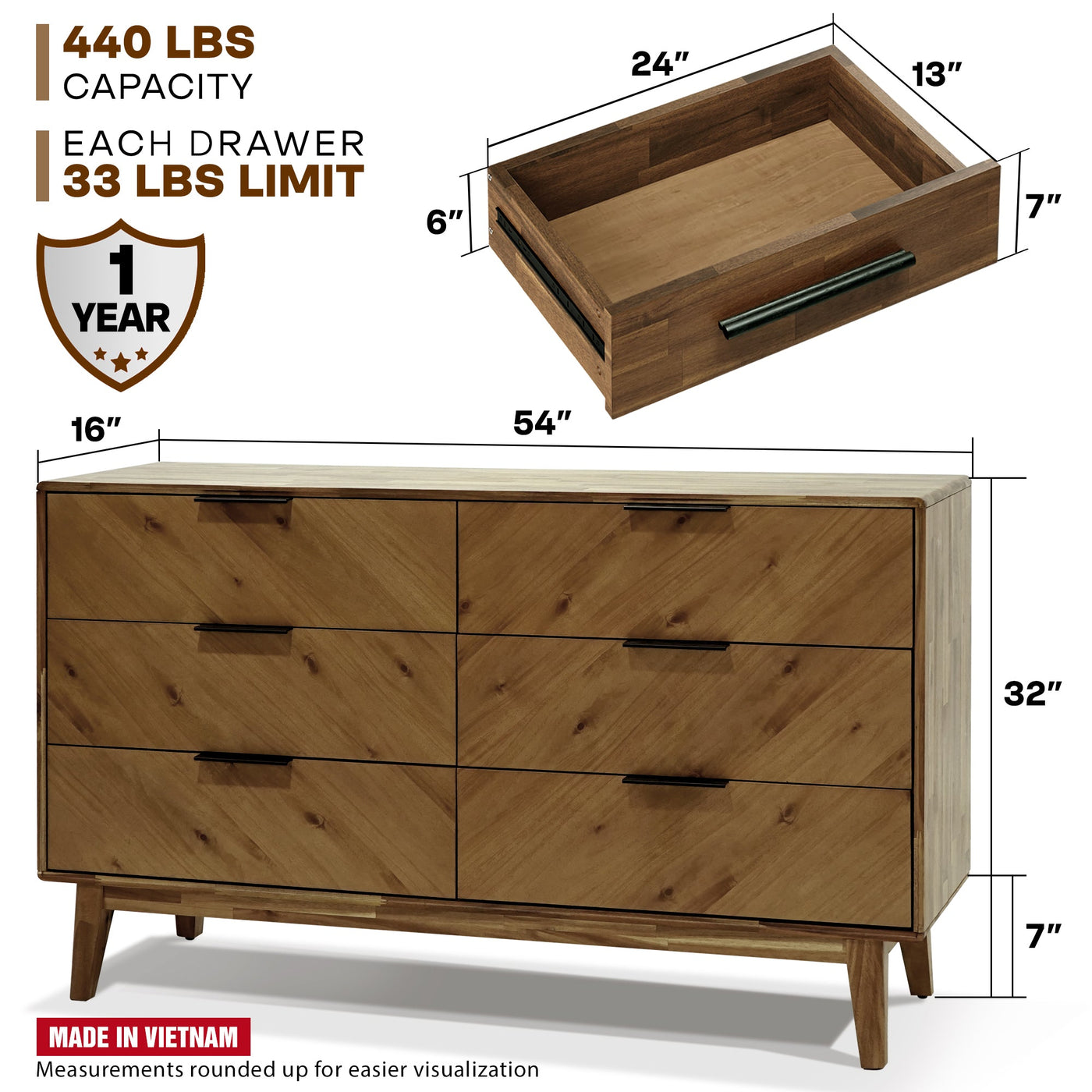 Veyron 6 Drawers Dresser by Megsu