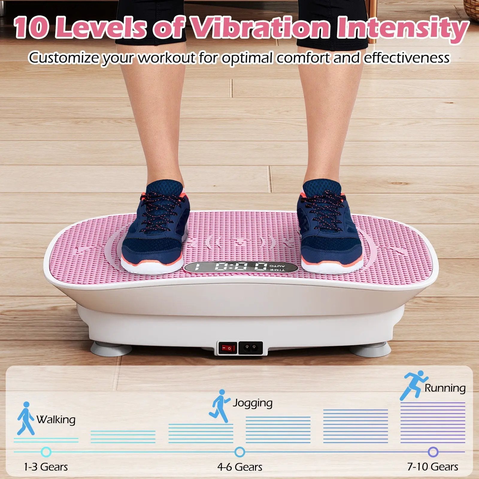 Vibration Plate Exercise Machine for Lymphatic Drainage and Weight Loss with 10 Speed Intensities by DirectDeals