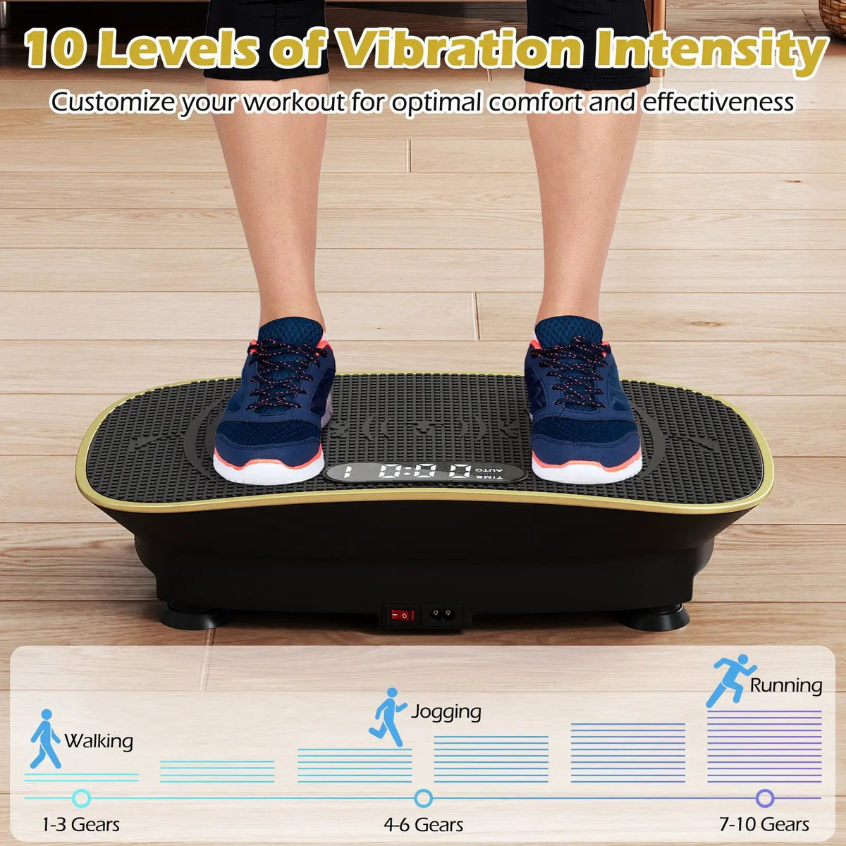 Vibration Plate Exercise Machine for Lymphatic Drainage and Weight Loss with 10 Speed Intensities by DirectDeals
