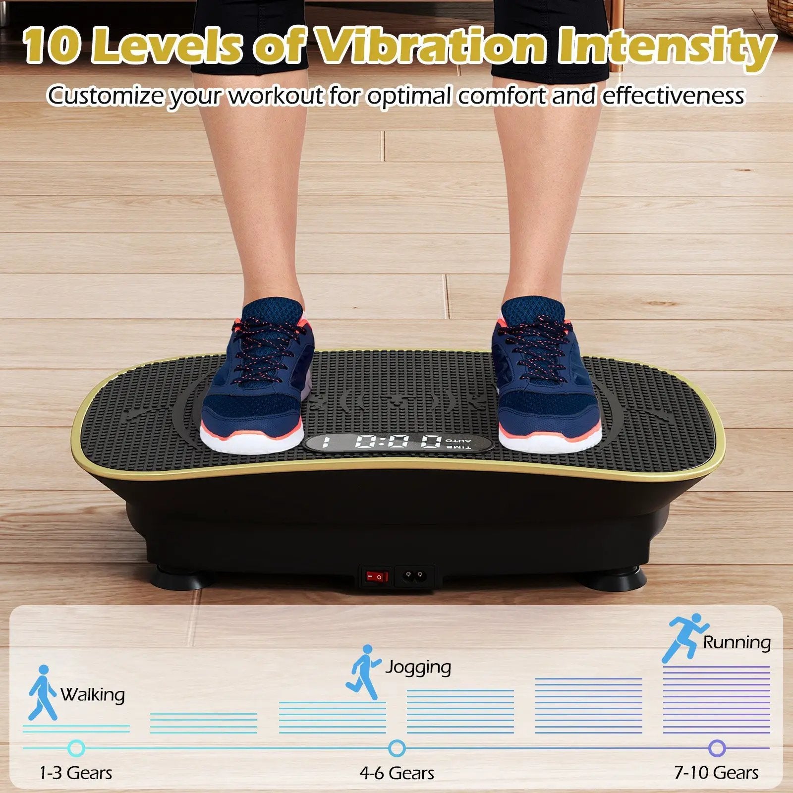 Vibration Plate Exercise Machine for Lymphatic Drainage and Weight Loss with 10 Speed Intensities by DirectDeals