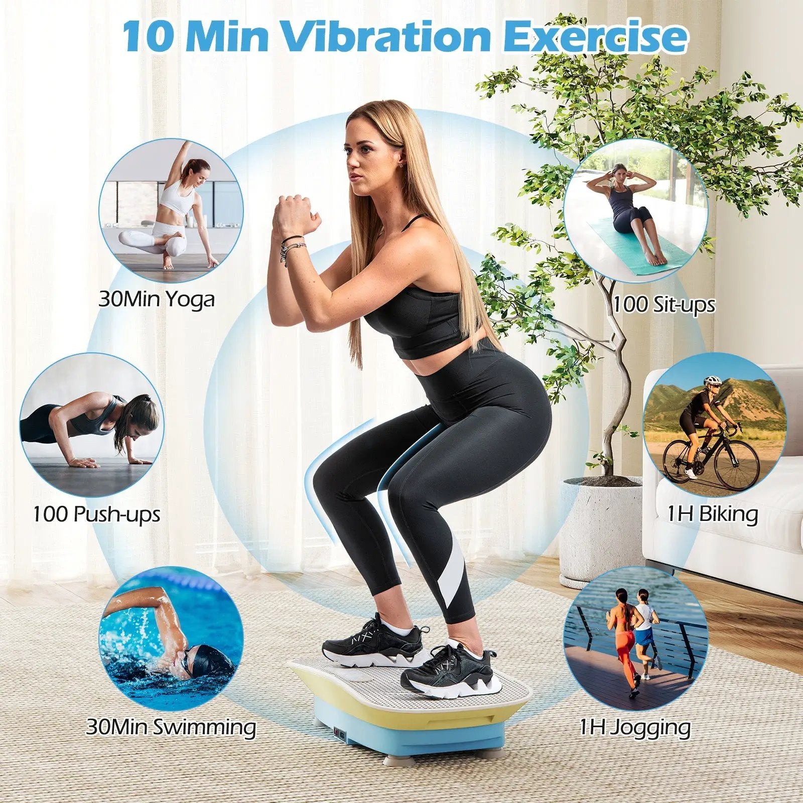 Vibration Plate Exercise Machine for Lymphatic Drainage and Weight Loss with 10 Speed Intensities by DirectDeals
