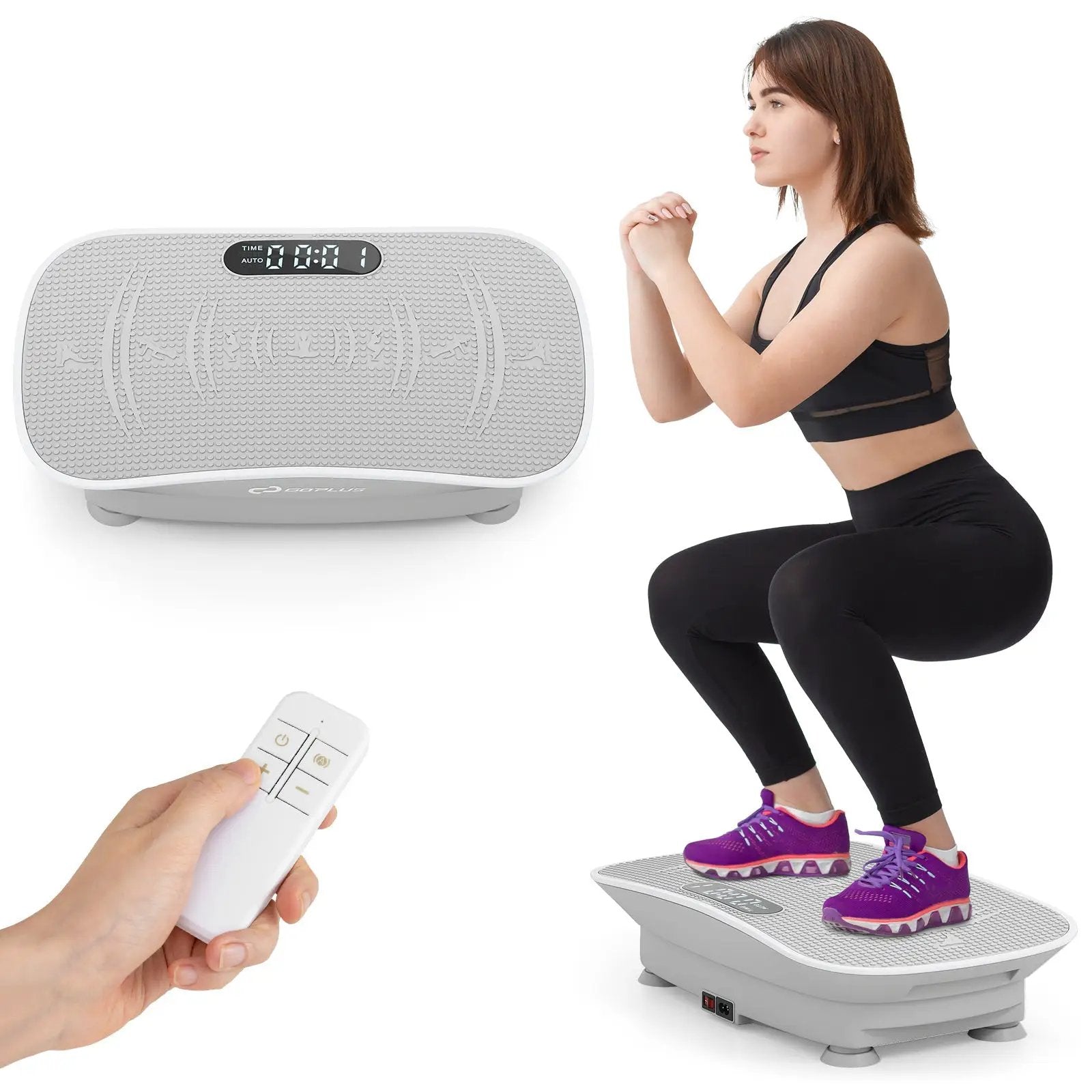 Vibration Plate Exercise Machine for Lymphatic Drainage and Weight Loss with 10 Speed Intensities by DirectDeals