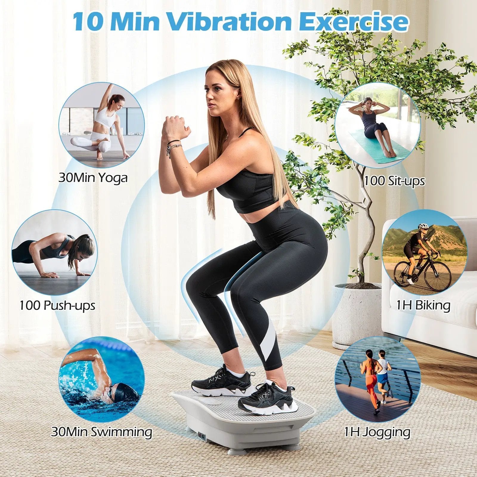 Vibration Plate Exercise Machine for Lymphatic Drainage and Weight Loss with 10 Speed Intensities by DirectDeals