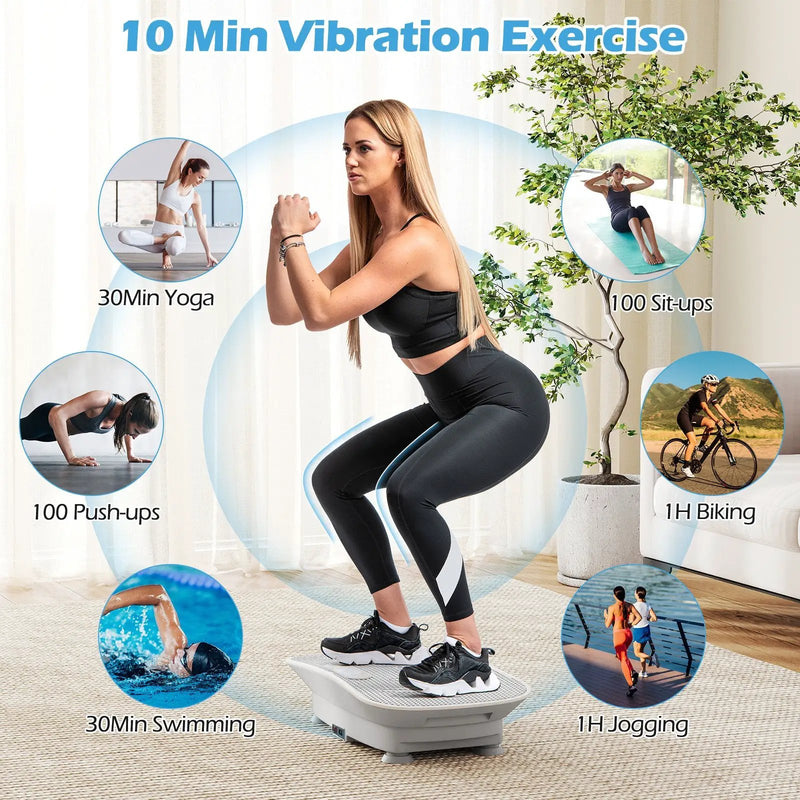 Vibration Plate Exercise Machine for Lymphatic Drainage and Weight Loss with 10 Speed Intensities by DirectDeals