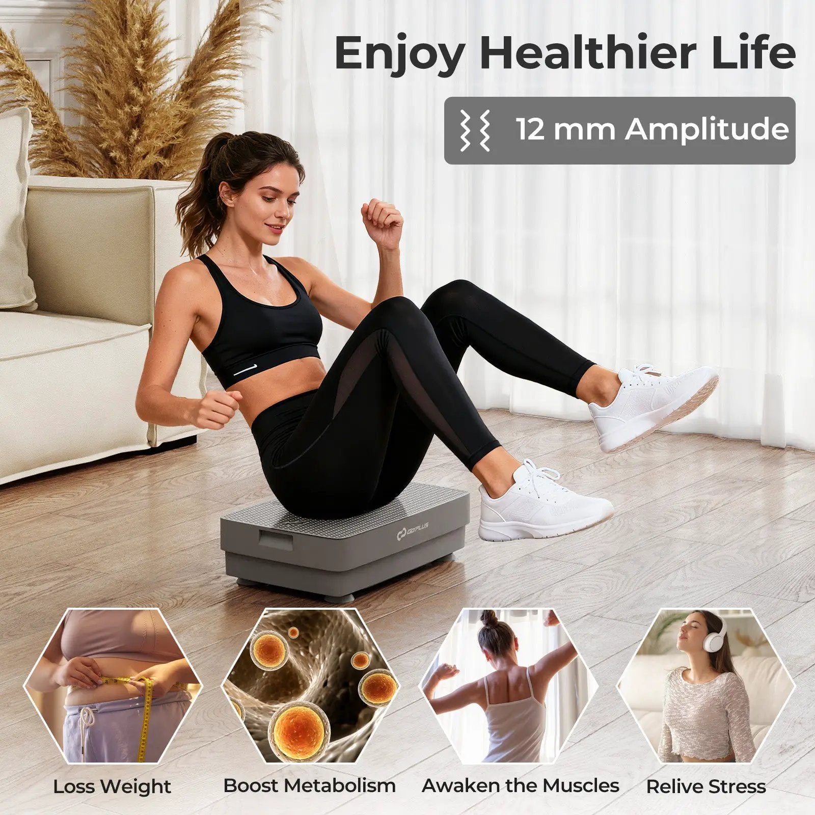 Vibration Plate Exercise Machine with Gravity Sensor and Remote Control for Home Gym by DirectDeals