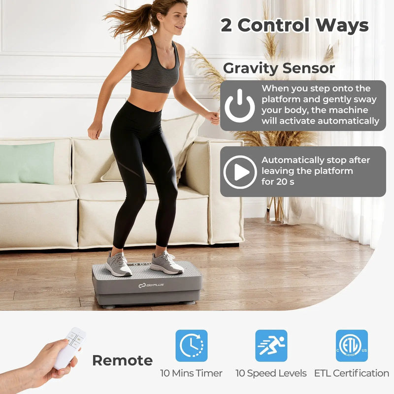 Vibration Plate Exercise Machine with Gravity Sensor and Remote Control for Home Gym by DirectDeals