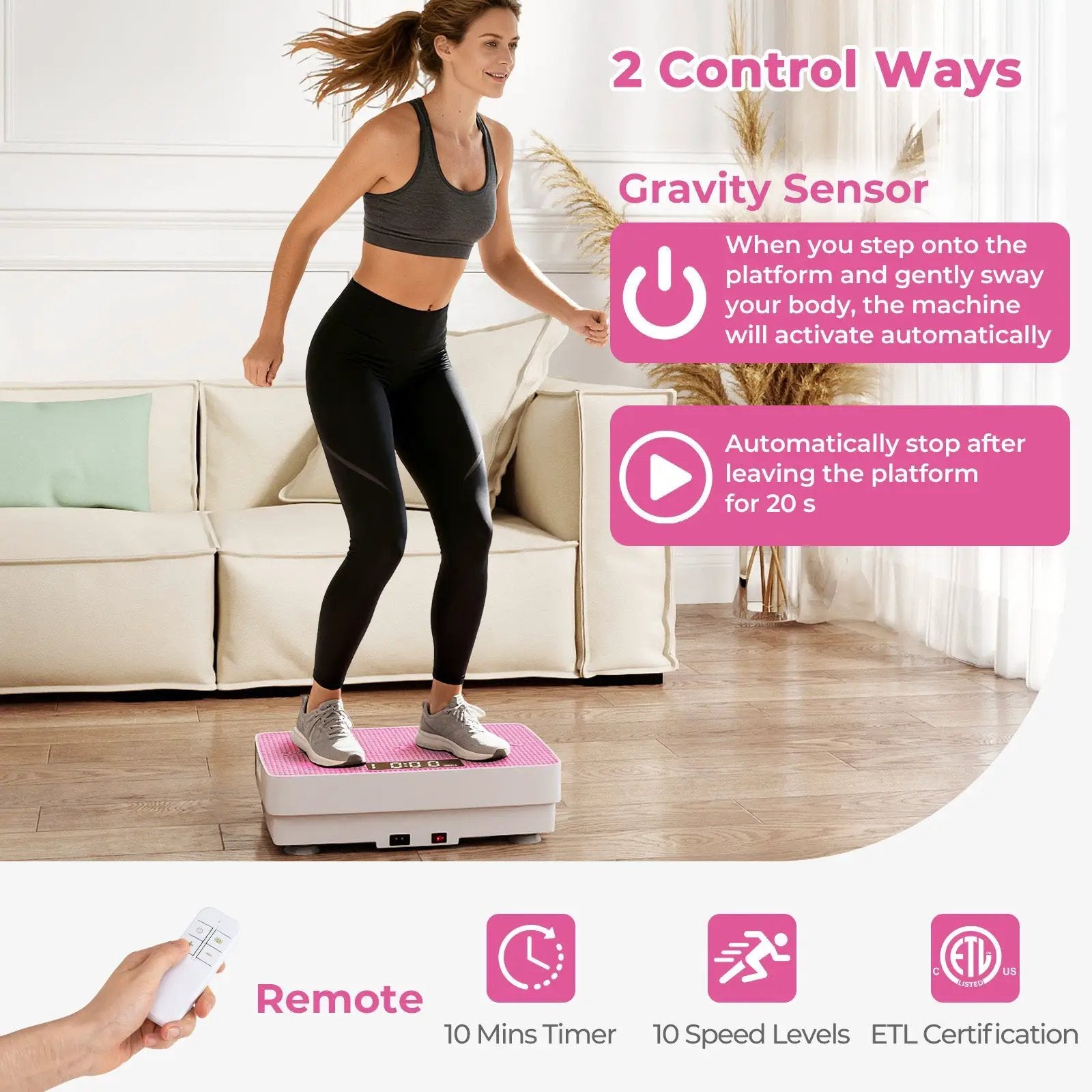 Vibration Plate Exercise Machine with Gravity Sensor and Remote Control for Home Gym by DirectDeals