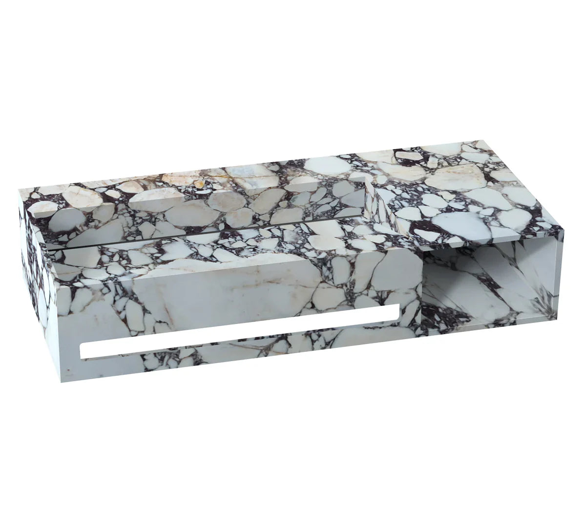 Calacatta Viola Marble Wall-mount Bathroom Sink Hidden Drain with Towel Holder and Shelf (W)18" (L)37" (H)8" by GobekDesign